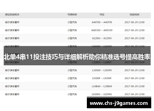 北单4串11投注技巧与详细解析助你精准选号提高胜率